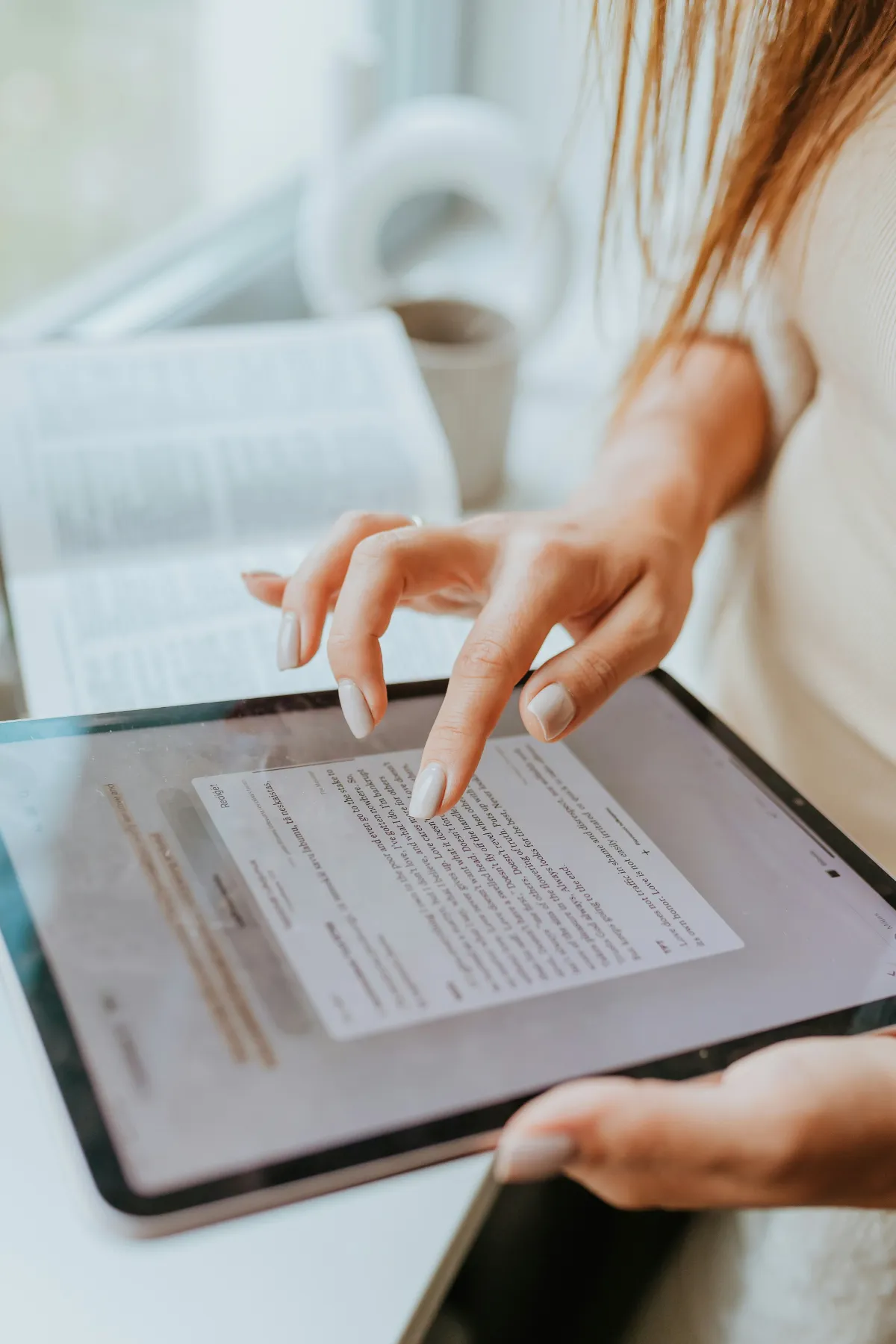 Reviewing bookkeeping records on a tablet